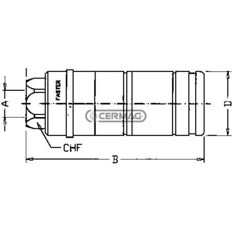 Conexión hembra de empuje-tracción, tipo mamparo, Serie 3CFPV - 3CFHF, conexión de 1/2", 83605 FASTER
