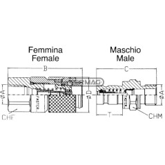 Schnellkupplung (weiblich) für Diagnosezwecke, Serie DF, 1/4"-Kupplung 82797 FASTER