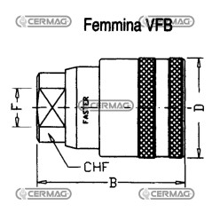 Valve de frein femelle avec verrouillage automatique et sécurité hydraulique. Raccordement gaz 1/2". 83600 PLUS RAPIDE.