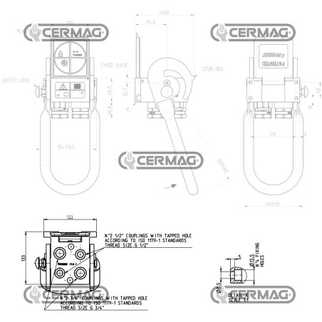 4-Way Multifaster - MOVING PART Connection 2 x 1/2" Gas - 2 x 3/4" Gas 84254
