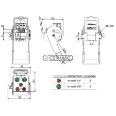 5-Wege-Multifaster für LAVERDA und CNH – Festanschluss 3 x 1/4" + 2 x 3/8" Gas 83624 FASTER