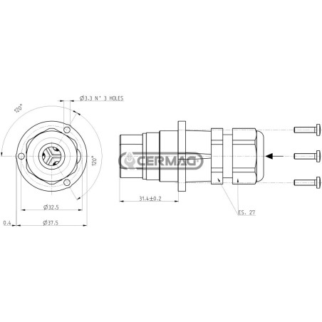 3-pin male electrical socket for 1/2" multifaster - MOVING PART 84243 FASTER