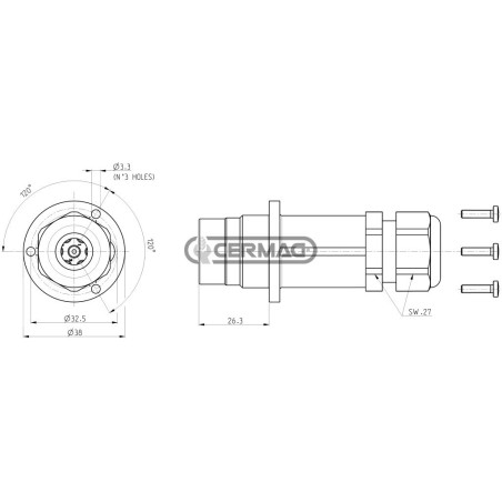 Presa elettrica 7 poli maschio per multifaster 1/2" - PARTE MOBILE 84245 FASTER