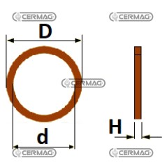 Arandela de cobre de 33x41x1,5 mm - 1" Gas 80664