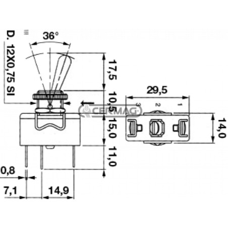 Interrupteur unipolaire à bascule avec 2 connexions faston OFF-ON 250V 15A 35921