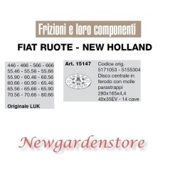 Clutch disc 40x35EV 14cave 446 566 55.46 60.46 LUK 15147 FIAT NEW HOLLAND | NewgardenAgri.com