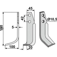 Rechtes Deichselmesser kompatibel 350-155 GOLDONI 14486/7 R F22M-NEW