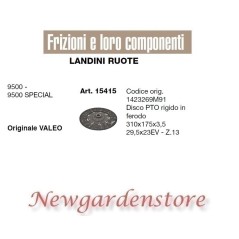 Kupplungsscheibe 29,5x23 Z13 310x175x3,5 15415 LANDINI RUOTE 9500 SPECIAL Valeo | NewgardenAgri.com
