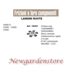 Clutch disc 48x44 327mm 15421 LANDINI WHEELS 10000 12500 13000 14500 Z23 | NewgardenAgri.com