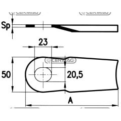 Coltello per falciatrici rotative Piatto 130x50 mm Tipo Speciale 45872 | NewgardenAgri.com