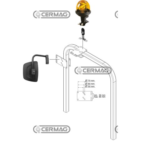 Kit di supporto per girofaro e specchio 65275