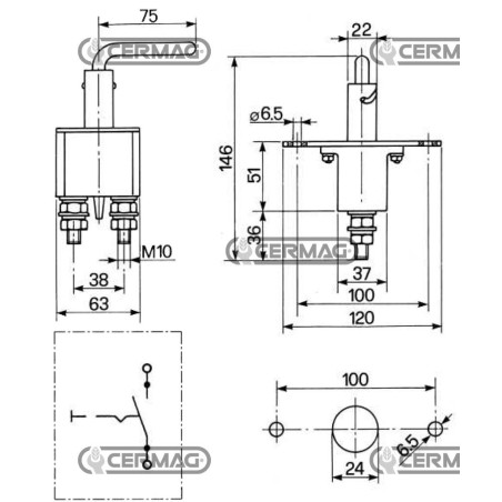 Einpoliger Batterietrennschalter 36194 COBO