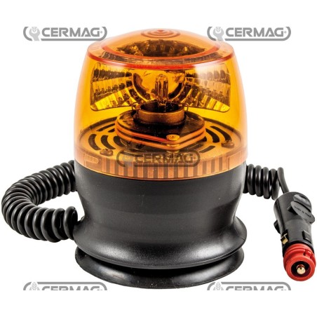 Baliza giratoria de 12 V-H21 W con base de ventosa magnética 36647. Fabricada en Italia. | NewgardenAgri.com