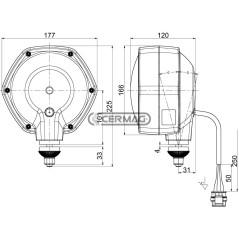 140mm 3-function front light, approved 36960 COBO