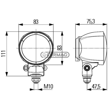 Lámpara de trabajo halógena H3 para iluminación intensa de corto alcance 36416 HELLA
