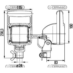 FARO DA LAVORO FF®-H3 CON OTTICA PER UN'AMPIA ILLUMINAZIONE DEL CAMPO ESTESO, CON LAMPADINA 36265 HELLA
