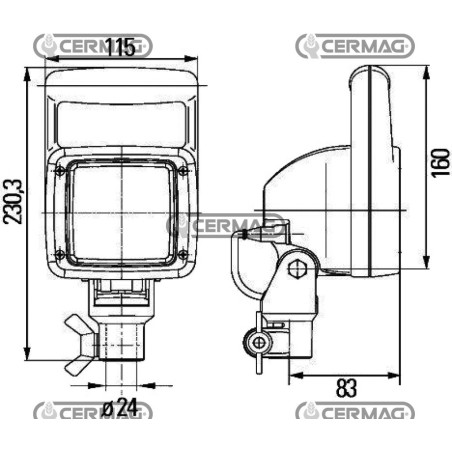 FARO DA LAVORO FF®-H3 CON OTTICA PER UN'AMPIA ILLUMINAZIONE DEL CAMPO ESTESO, CON LAMPADINA 36265 HELLA