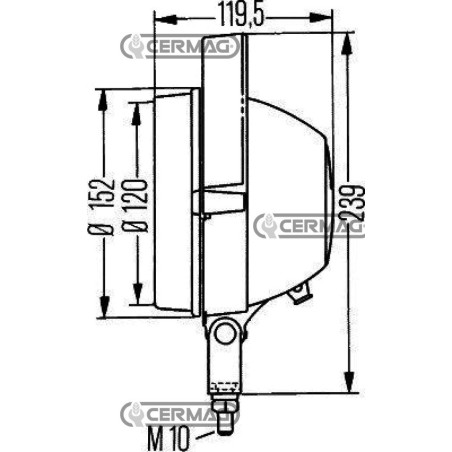 FARO DA LAVORO H3 CON OTTICA PER UN'ILLUMINAZIONE A LARGO RAGGIO, CON COMMUTATORE 36276 HELLA