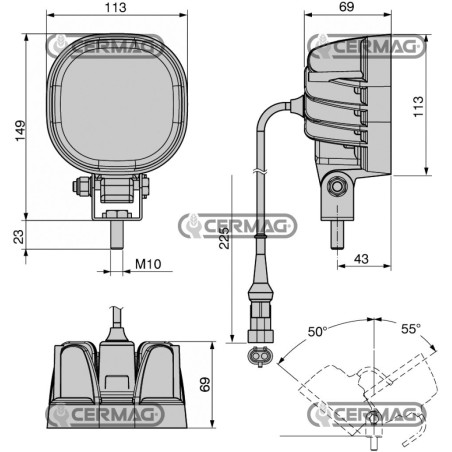 FARO DA LAVORO LED SPOT 10/30V 2000 LUMEN 36401 COBO