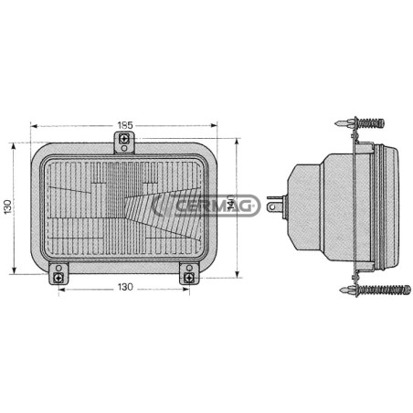 2-LIGHT FRONT HEADLIGHT FOR FIAT 35991 COBO TRACTORS