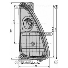 Conjunto de faro derecho para CNH 36571 COBO