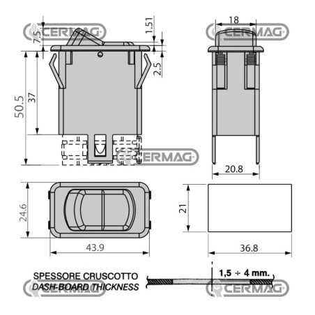 Wippschalter der Serie 700 - LED 12V 36722 COBO