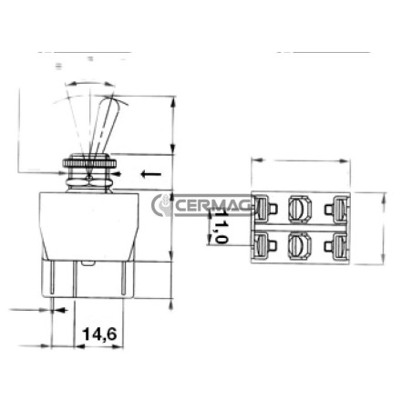 6-contact bipolar switch ON - OFF type Momentary 36094