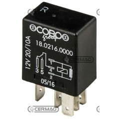 Microrelé conmutado ON-OFF de 5 pines con resistencia. Tensión: 12 V. Corriente: 15/25 A. 36612 COBO | NewgardenAgri.com
