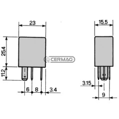 Microrelé conmutado ON-OFF de 5 pines con resistencia. Tensión: 12 V. Corriente: 15/25 A. 36612 COBO