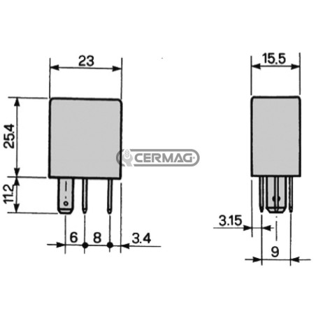 Microrelé conmutado ON-OFF de 5 pines con resistencia. Tensión: 12 V. Corriente: 15/25 A. 36612 COBO