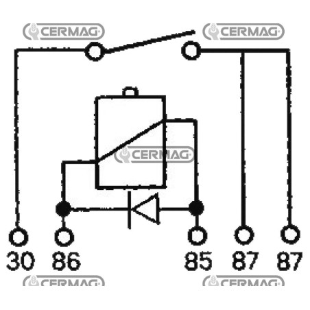Relé con diodo. Tensión: 12 V. Corriente eléctrica: 40 A. 36739 COBO