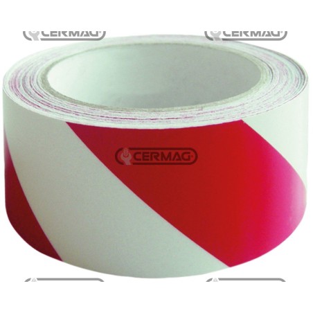 Cinta adhesiva retrorreflectante de advertencia para uso con la mano derecha, color rojo y blanco, rollo de 11,5 m, 36757 | N...