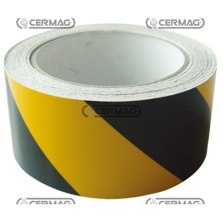 Cinta de advertencia retrorreflectante derecha, color amarillo-negro, rollo de 11,5 m, 36759 | NewgardenAgri.com