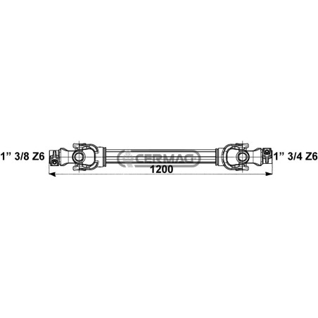 Arbre de transmission de catégorie 10, longueur minimale 1200 mm, 31566 Eurocardan