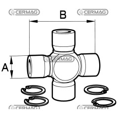 Crociera per cardano Categoria W2300 (W210) Misura 27x74.6 mm 30650 MadeinItaly