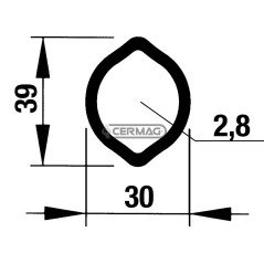 Tube extérieur profil citron 0a - 30x39 mm Longueur 3000 mm 30395 | NewgardenAgri.com
