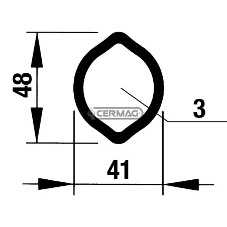 Tube extérieur profil citron 1 - 41 x 48 mm Longueur 3000 mm 30396 | NewgardenAgri.com