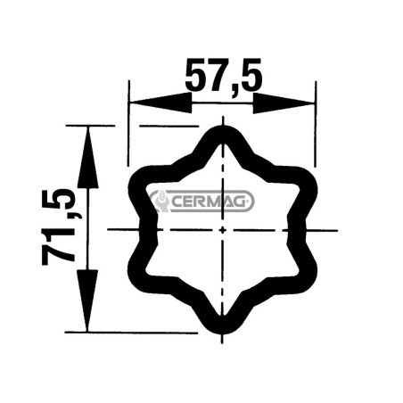 Tube extérieur à profil étoile S6 - 71,5 x 57,5 ??mm, longueur 3000 mm, 31224 | NewgardenAgri.com
