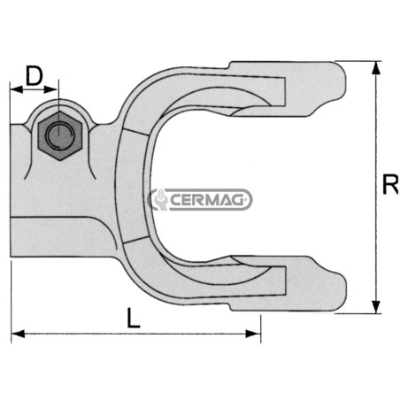 Forcella con bullone interferente Categoria 10 - Crociera 42x118 Profilo 1"3/4 - Z.6 32004 Eurocardan