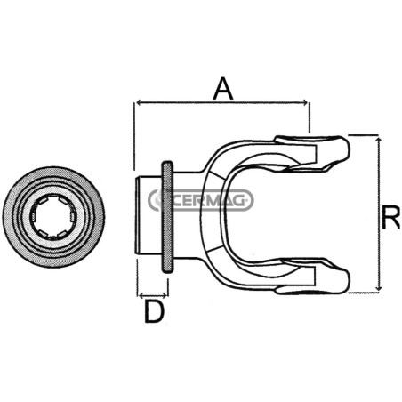Forcella con PULL COLLAR Categoria 10 - Crociera 41x118 Profilo 1"3/8 - Z.6 31413 Eurocardan