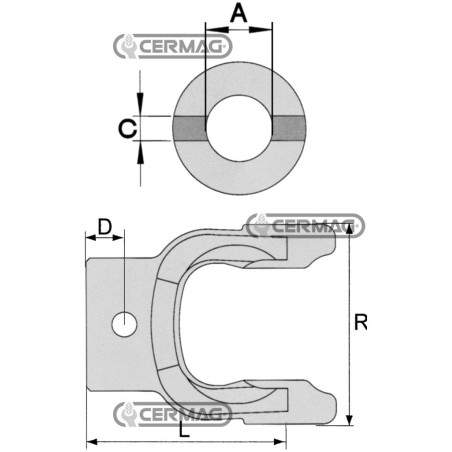 Forcella con foro passante per spina Categoria 4 Ø Profilo 35 mm 31079 Eurocardan