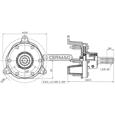 2-disc limiter with freewheel for Gallignani 31880 Eurocardan