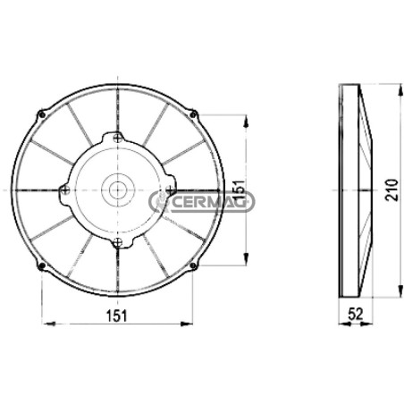 Ventilateur électrique - ASPIRATION Tension 24 V Diamètre 190 mm 63667