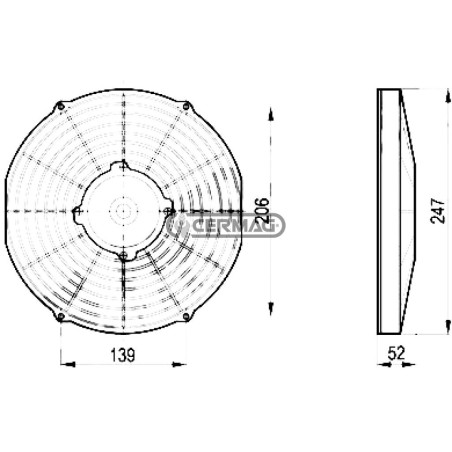 Ventilateur électrique - ASPIRATION Tension 24 V Diamètre 225 mm 63669