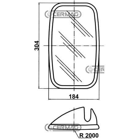 COPPA NERA DI RICAMBIO 293x172 CON VETRO BIANCO 64512 MadeinItaly