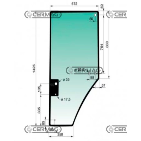 Vitre de porte gauche, polie R131163C | NewgardenAgri.com